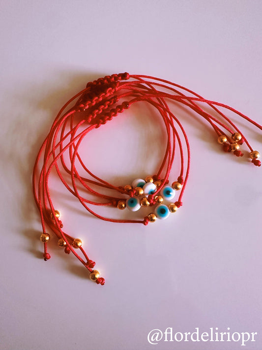 Red nylon evil eye bracelet