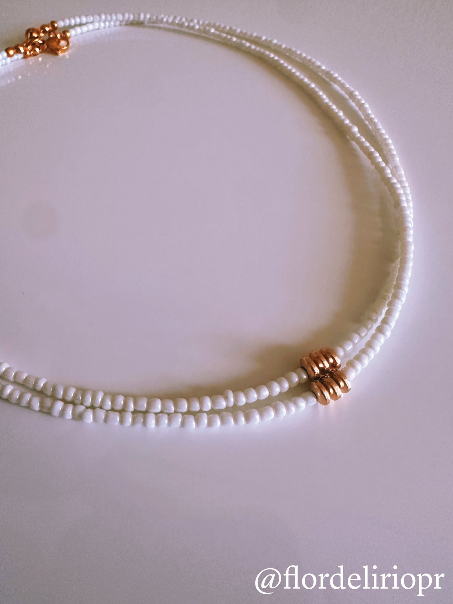 White seed beads choker