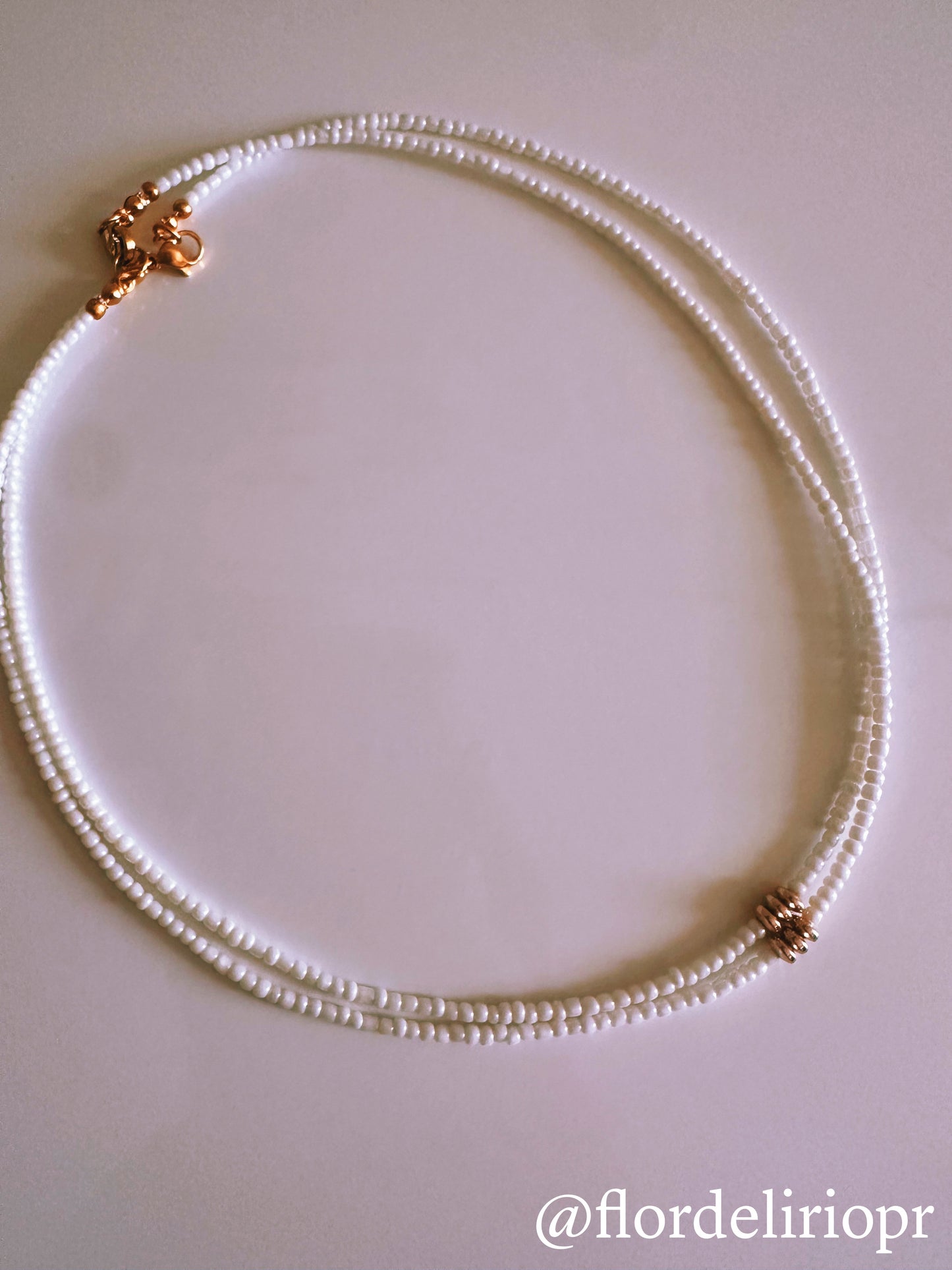 White seed beads choker