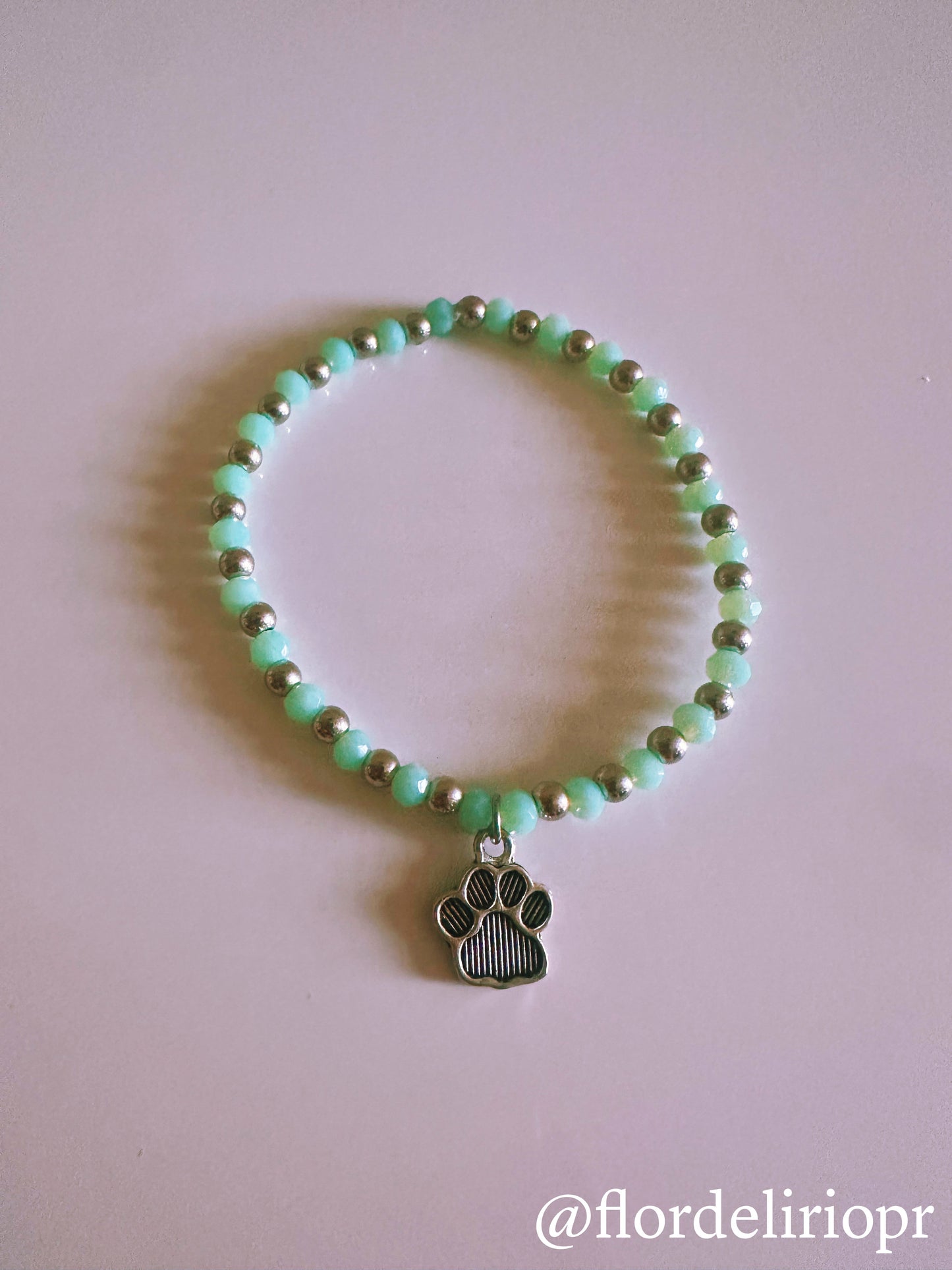Silver paw crystals bracelet