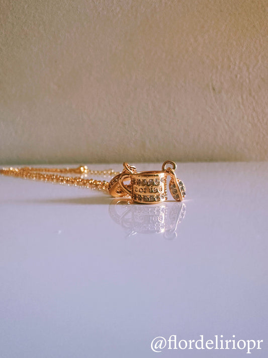 Zircons coffee cup necklace