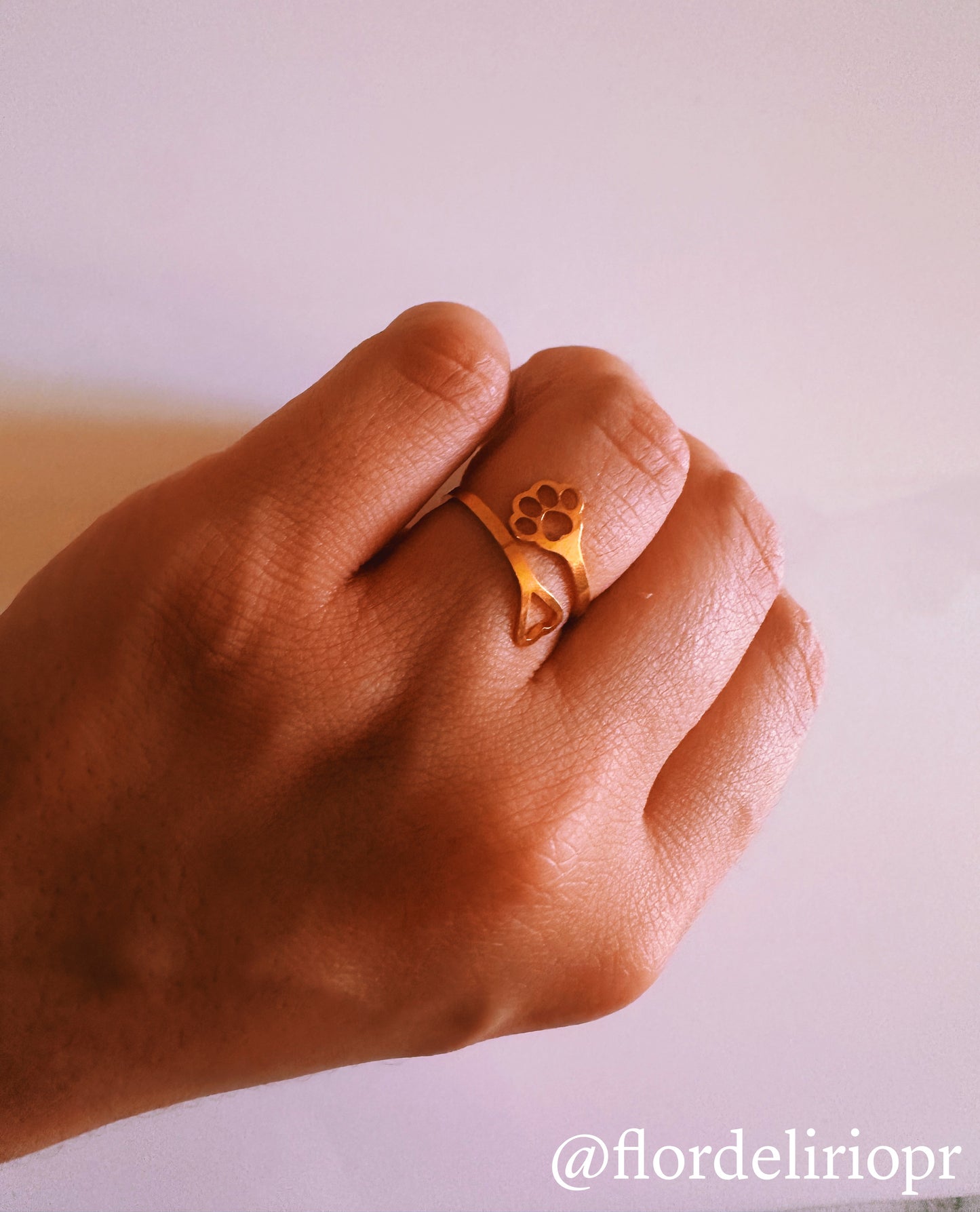 Heart and paw gold ring