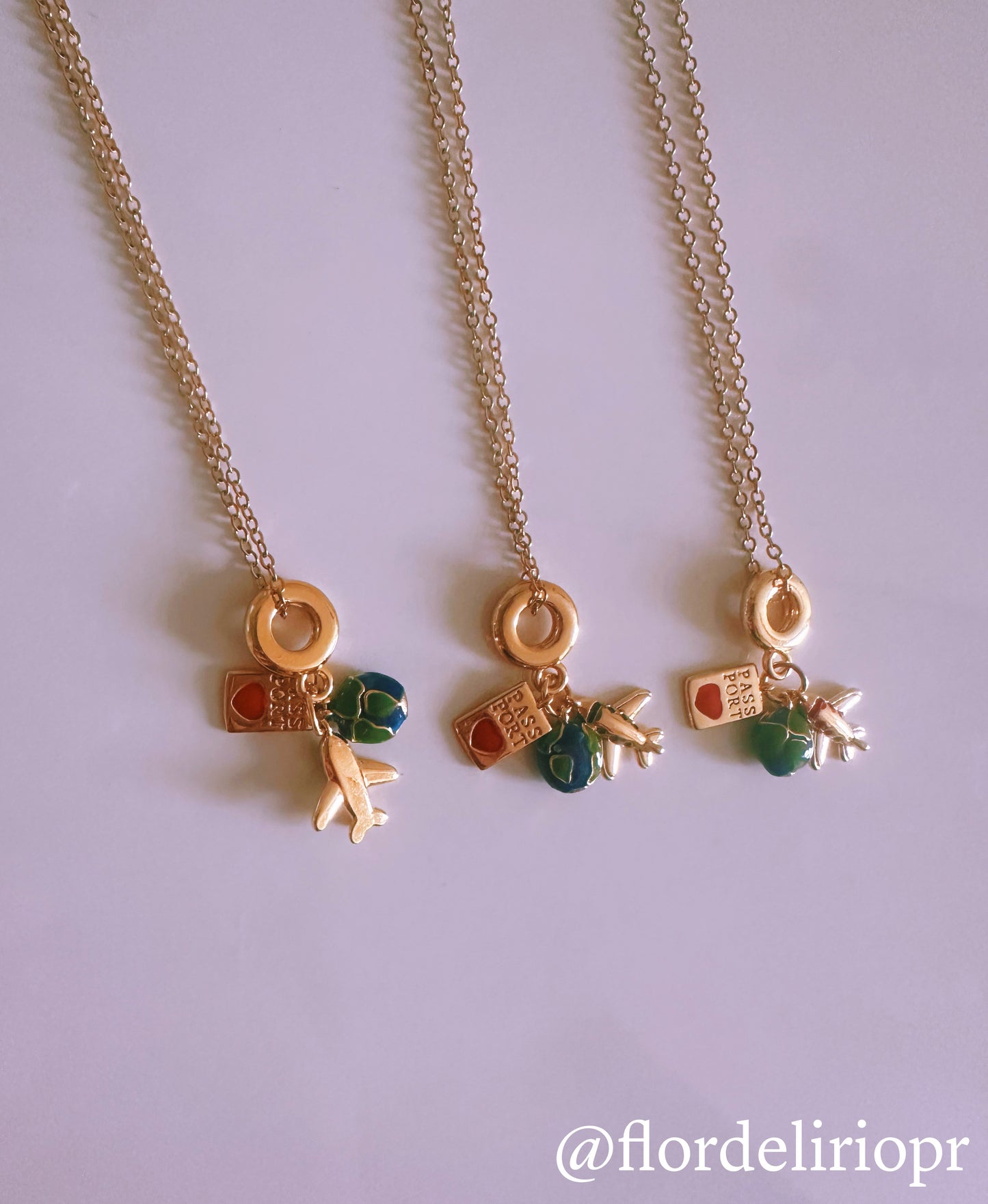 Gold heart passport necklace