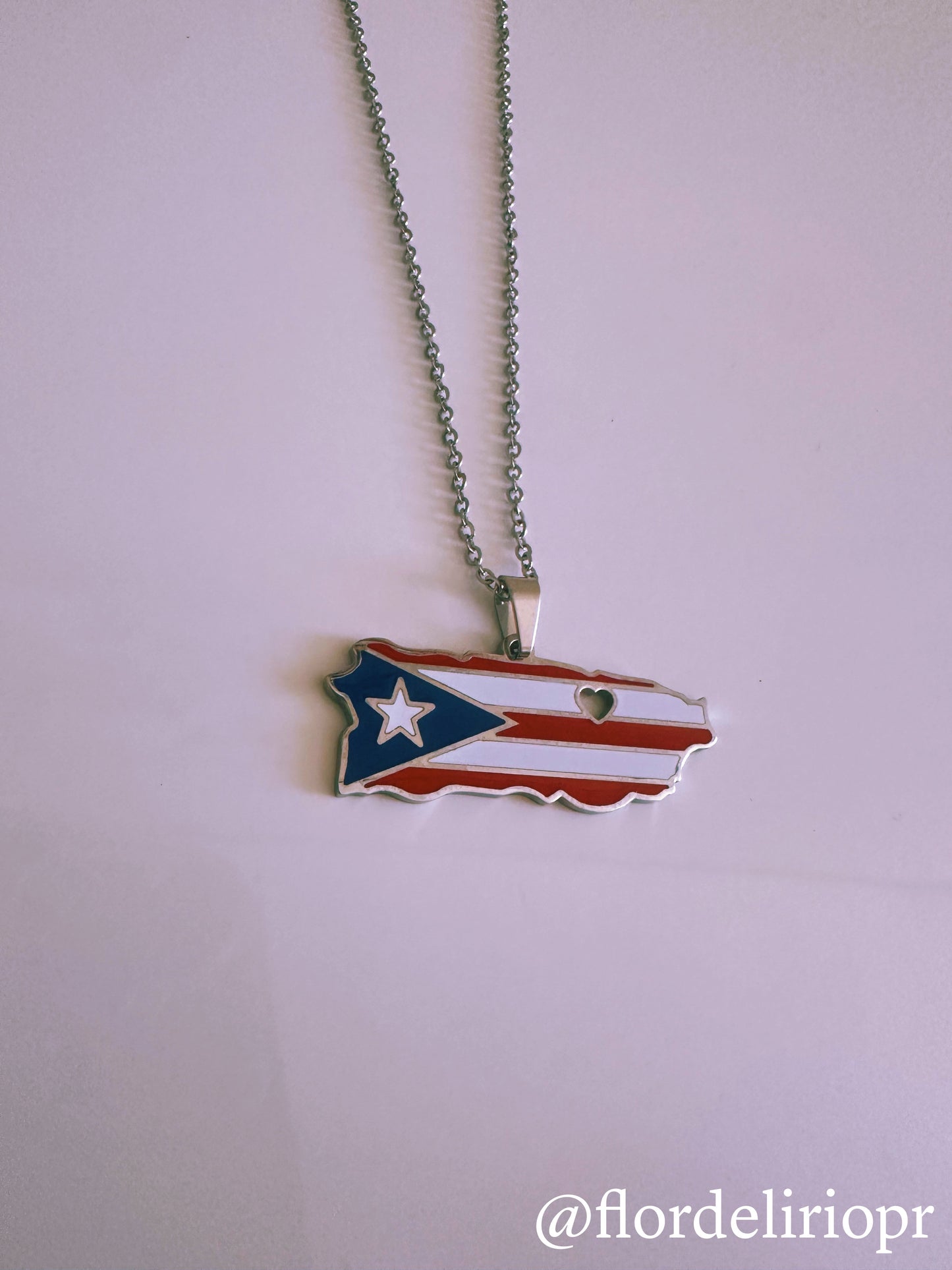 Puerto Rico map flag necklace
