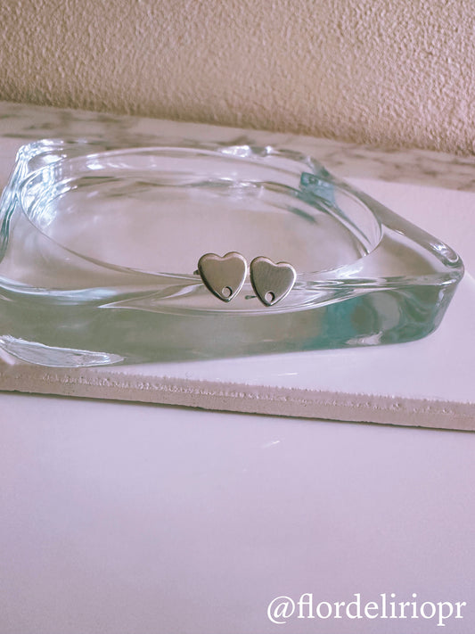 Silver heart stud earrings
