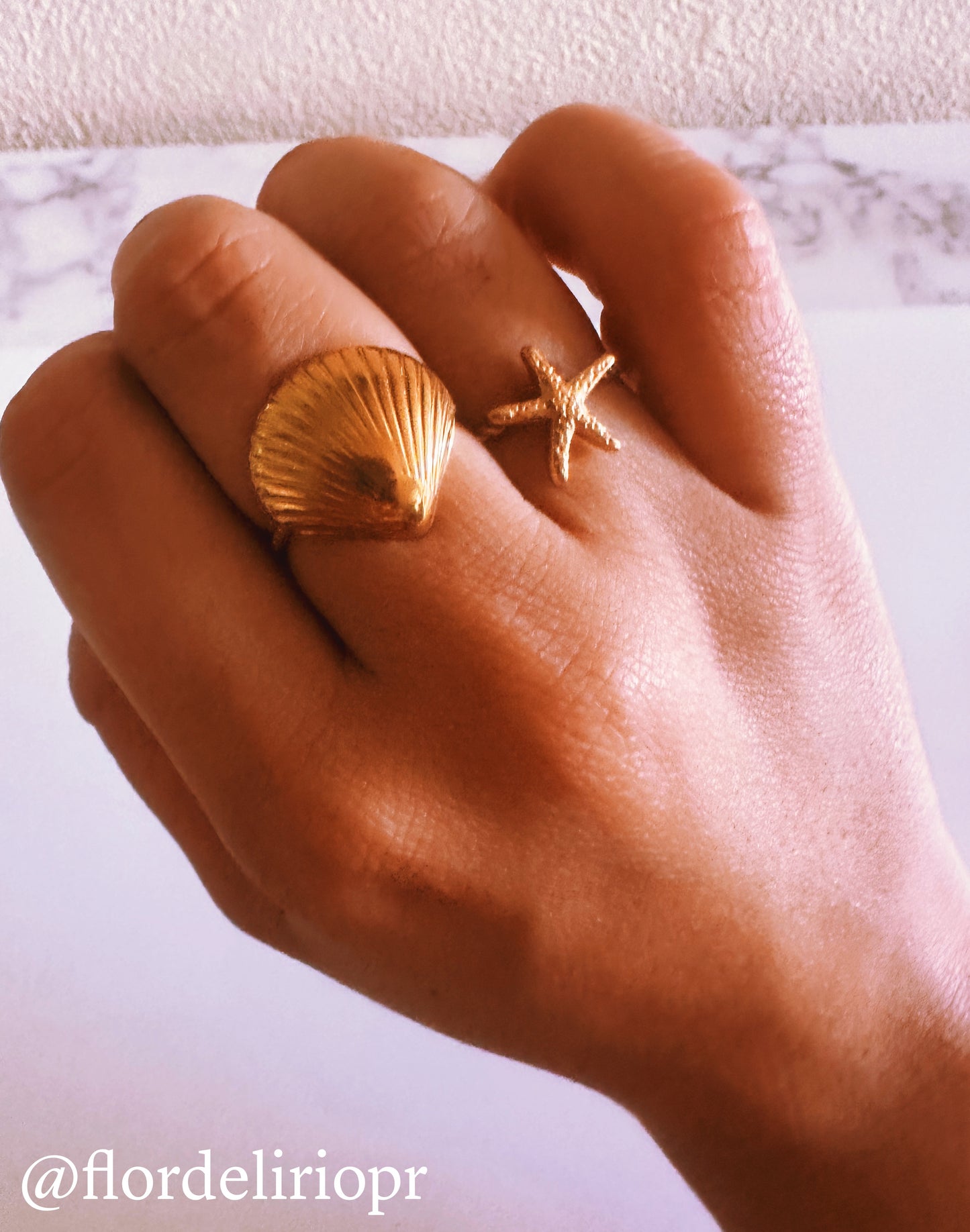 Gold starfish ring