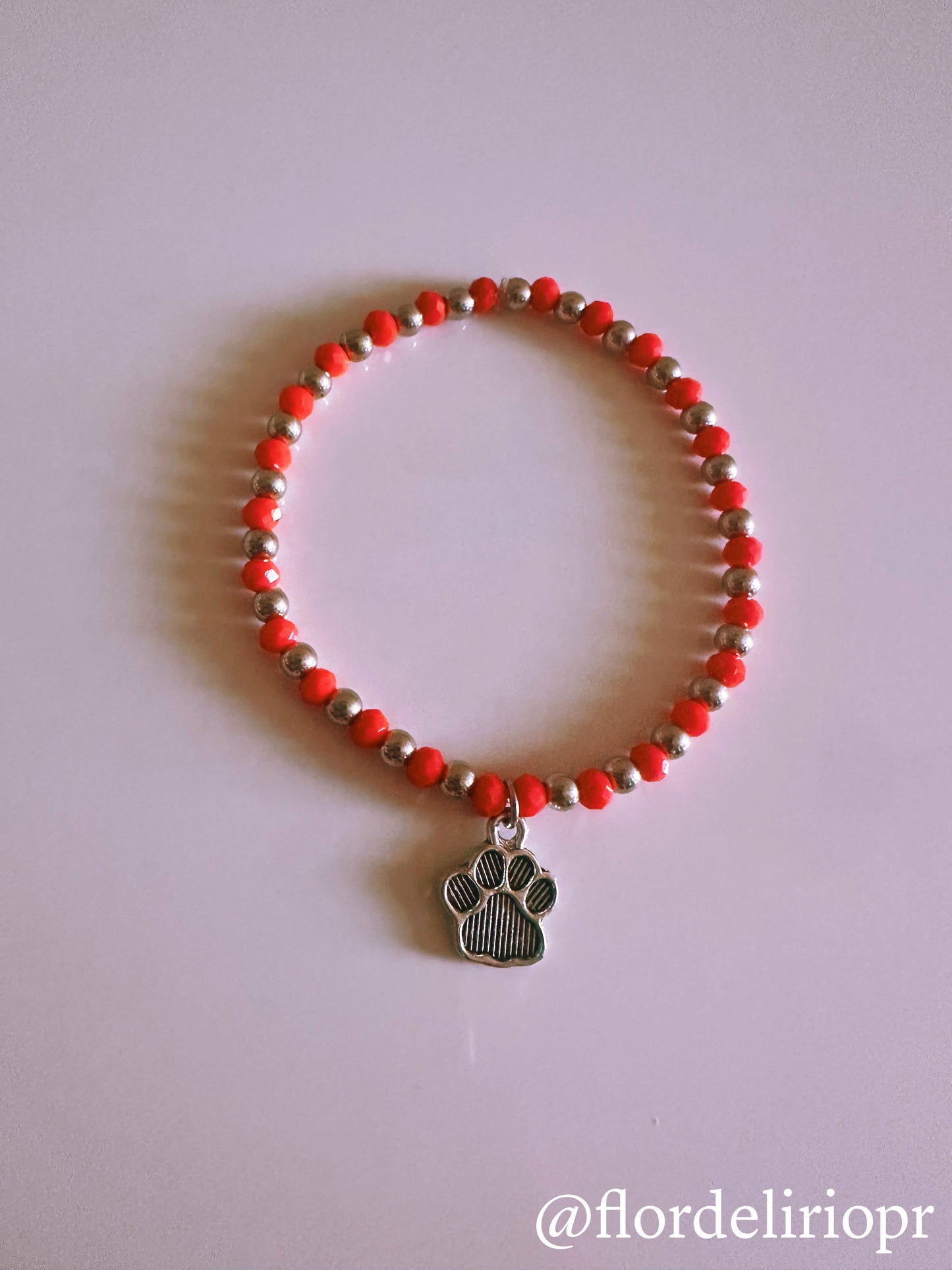 Silver paw crystals bracelet