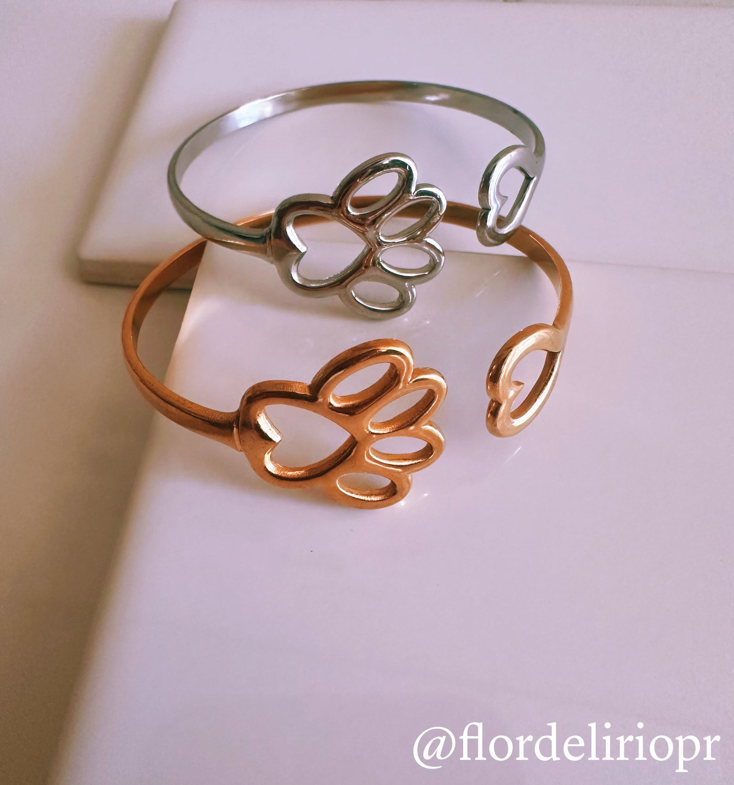 Paw and heart bangle