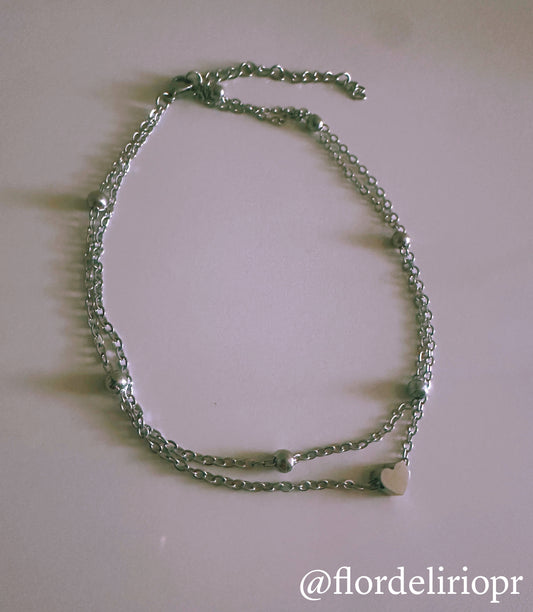 Silver heart anklet