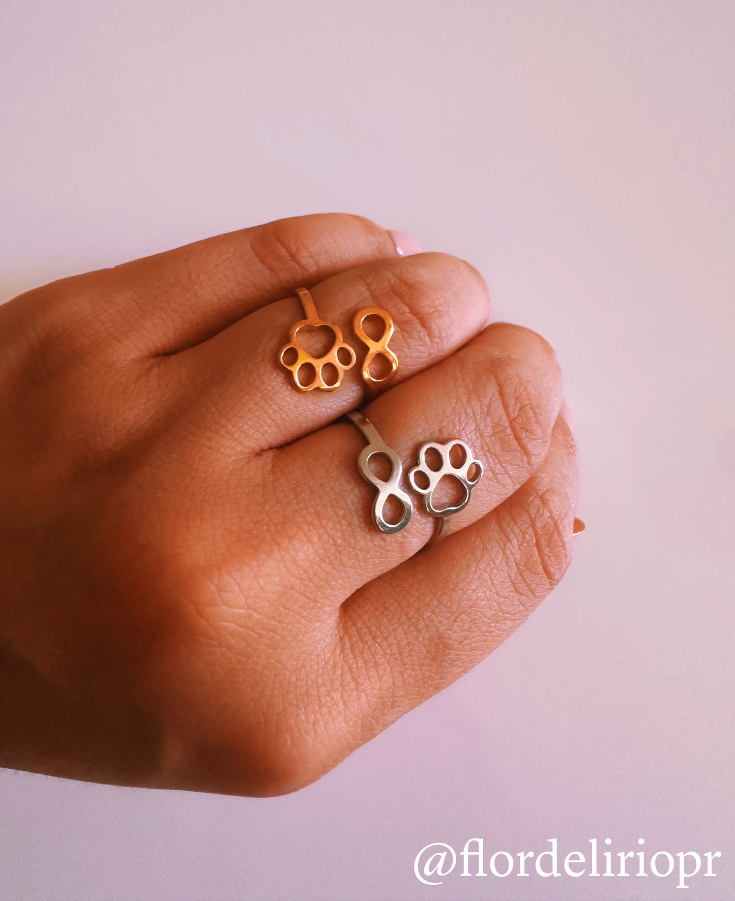 Infinity paw adjustable ring