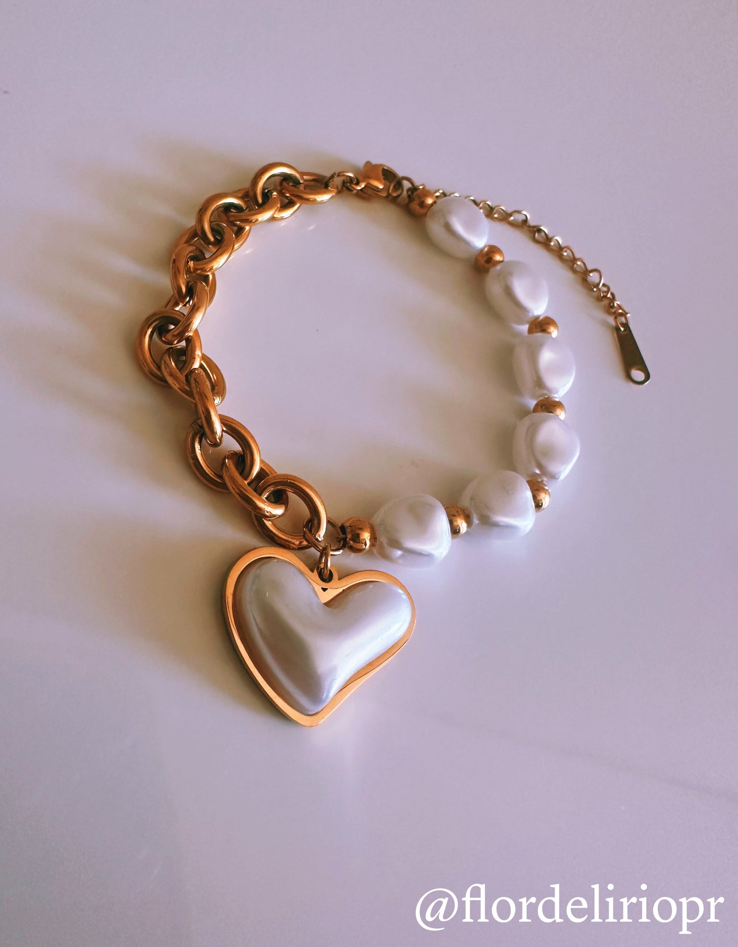 Bold white heart bracelet