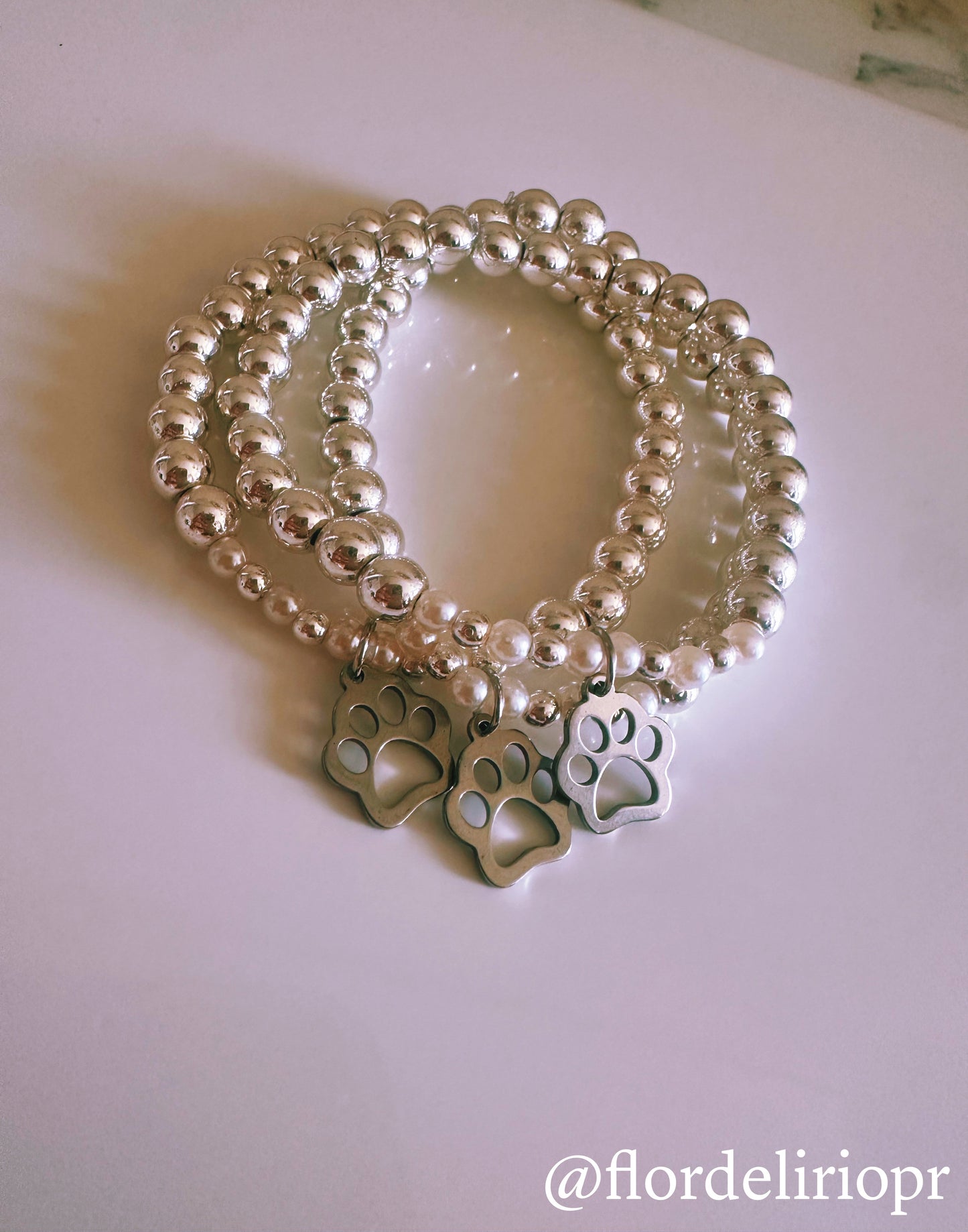 Paw charm silver bracelet