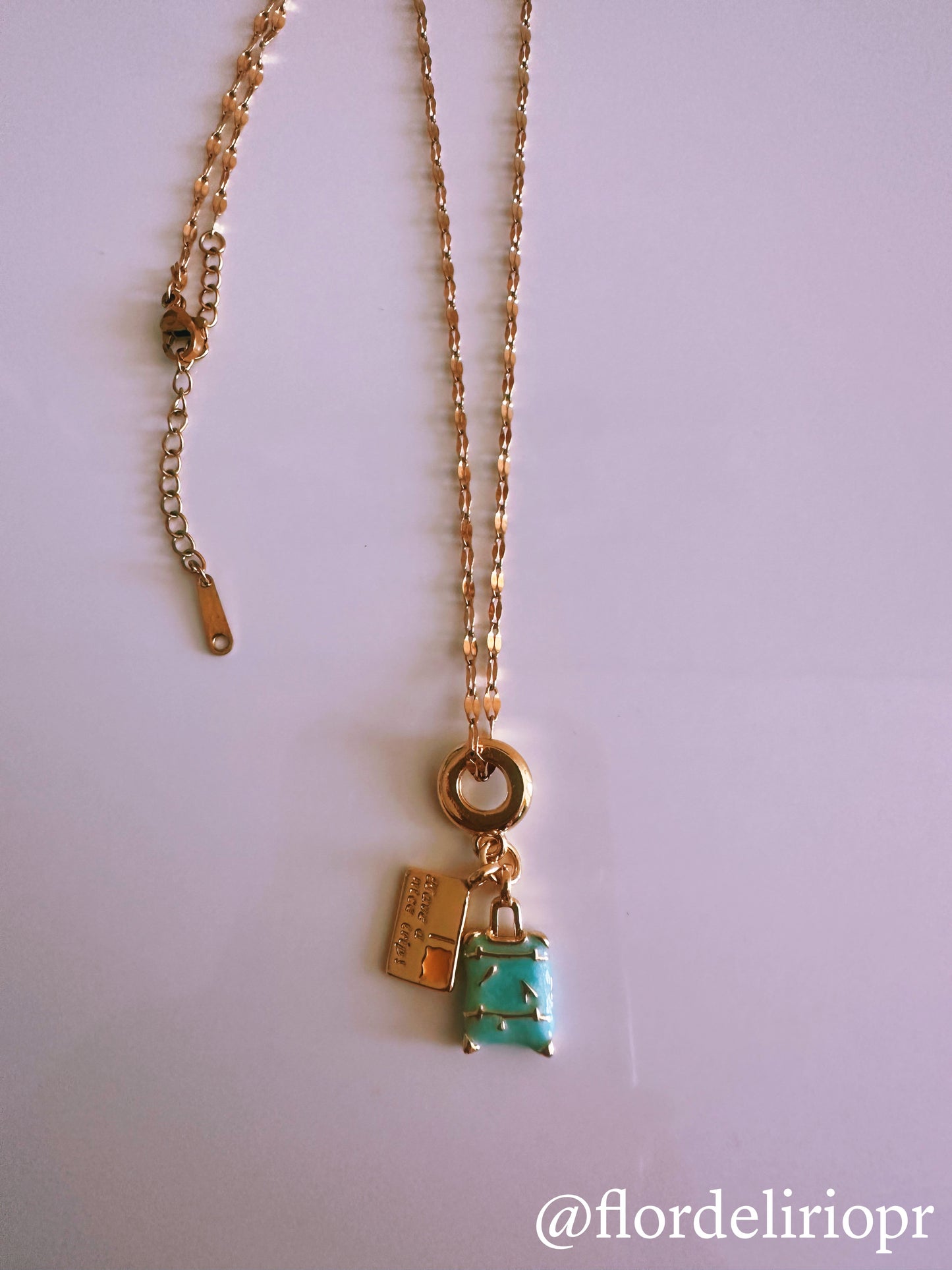 Nice trip baby blue baggage necklace