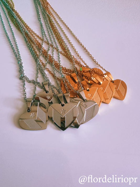 Puerto Rico heart flag necklace
