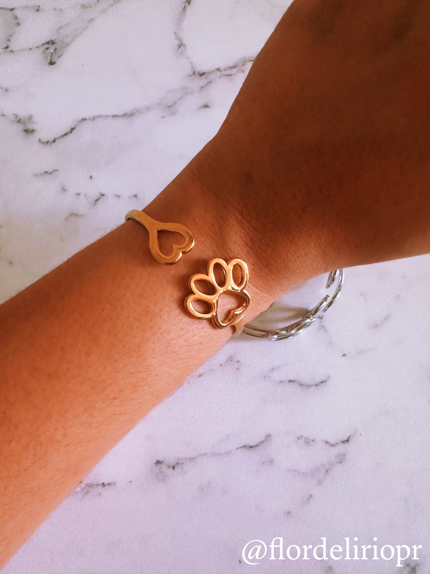 Paw and heart bangle