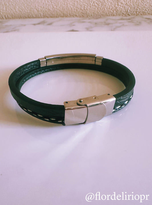Silver and black bracelet