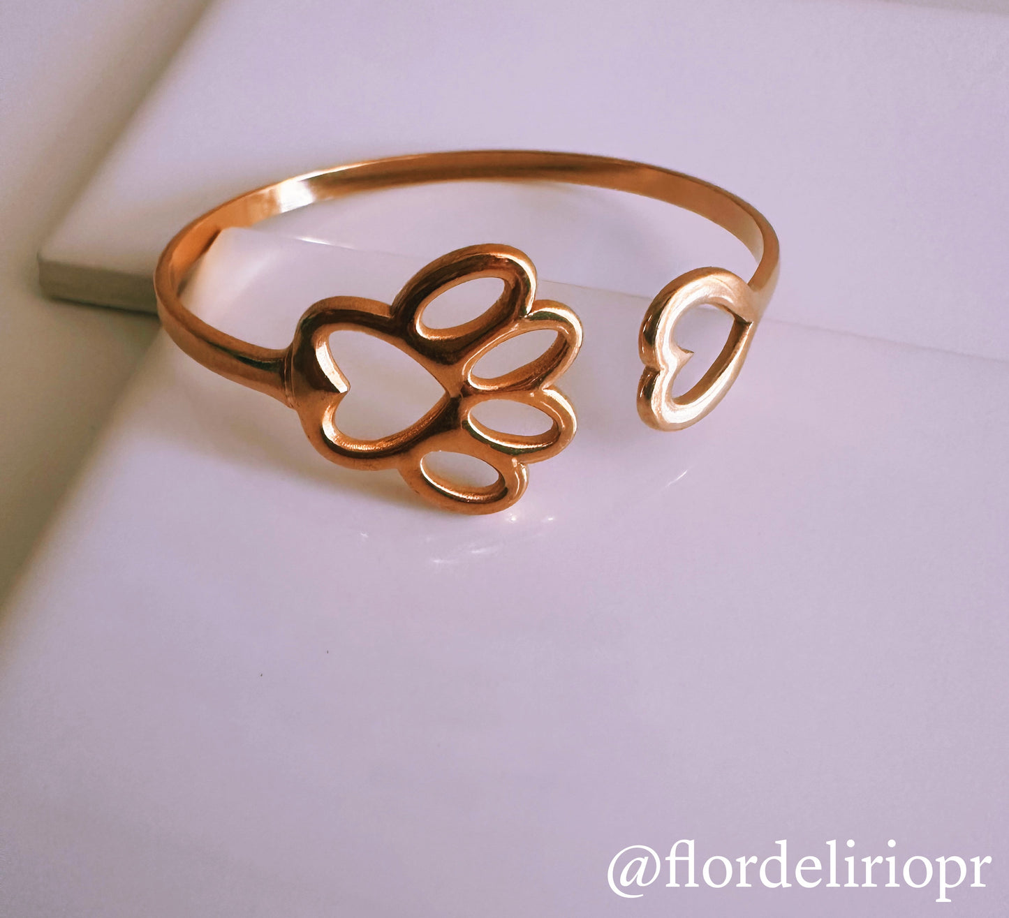 Paw and heart bangle