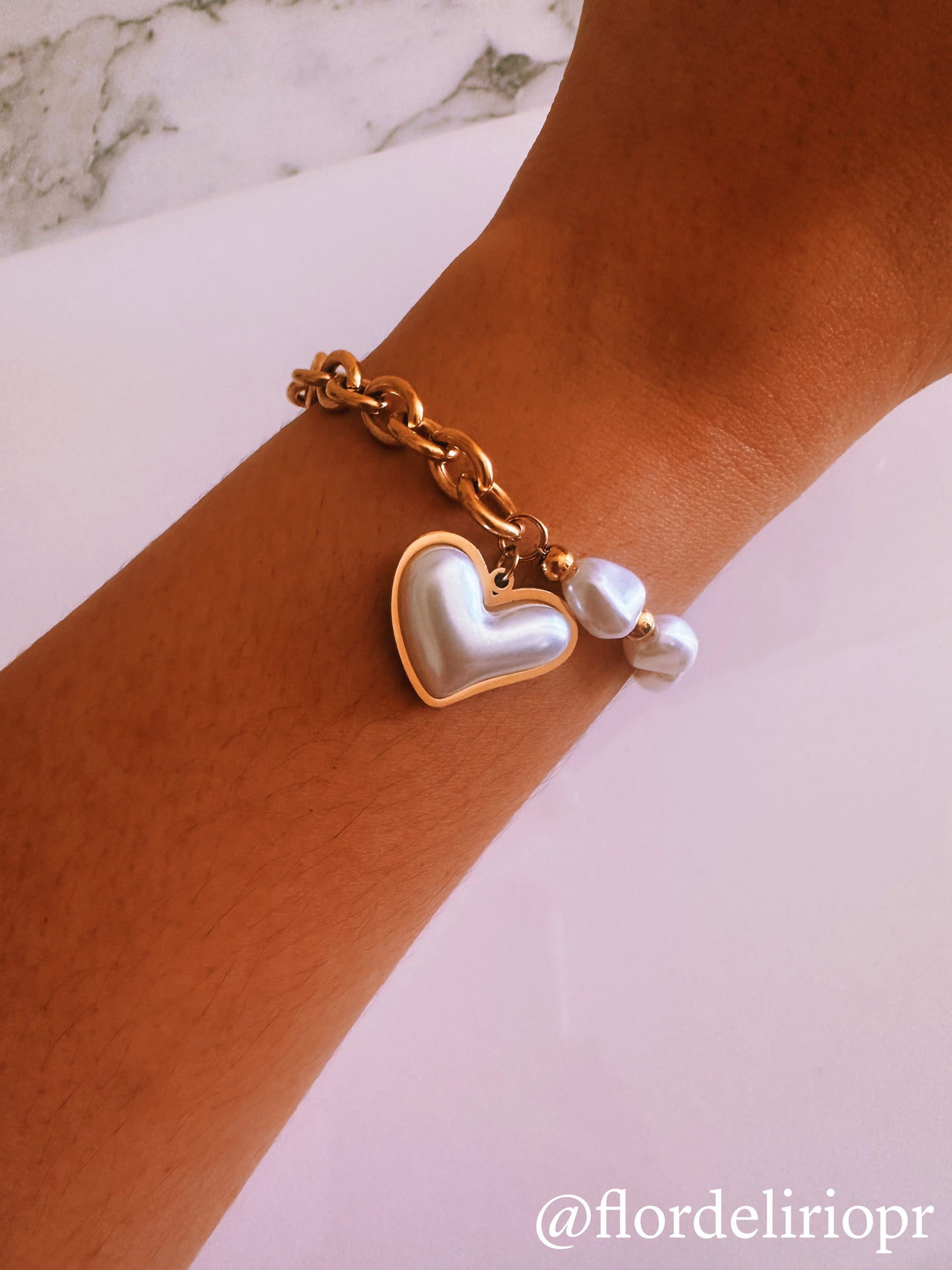 Bold white heart bracelet
