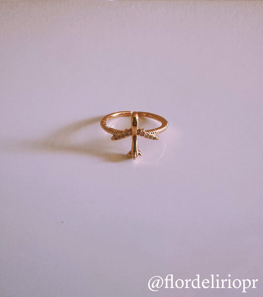 Zircons gold airplane ring