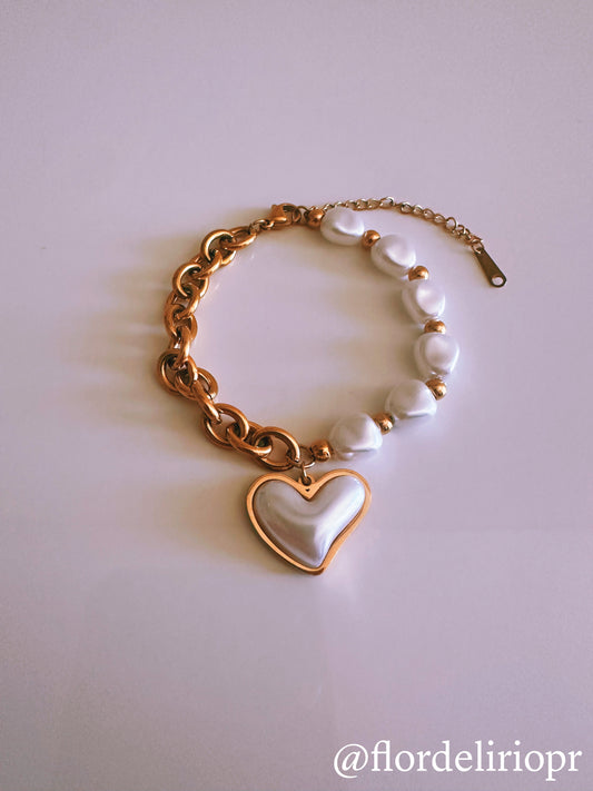 Bold white heart bracelet