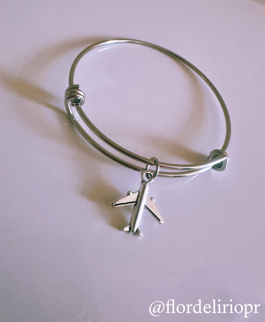 Airplane silver bangle