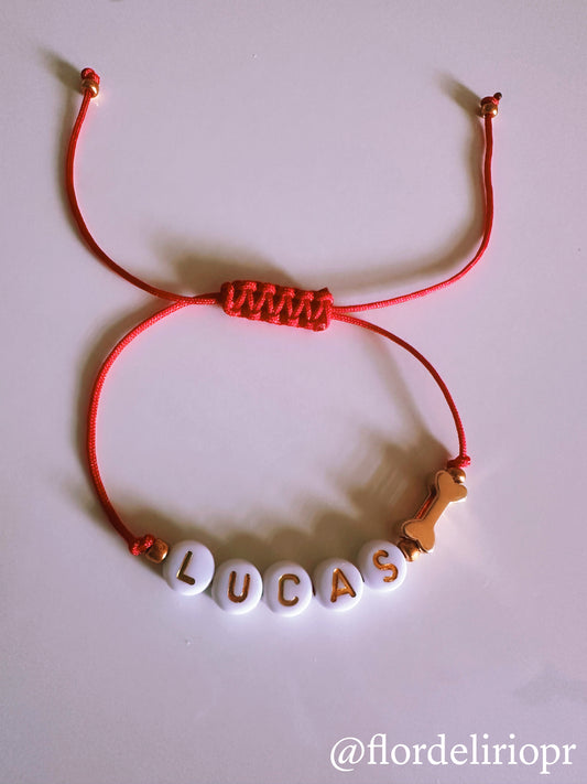 Gold bone pet name bracelet