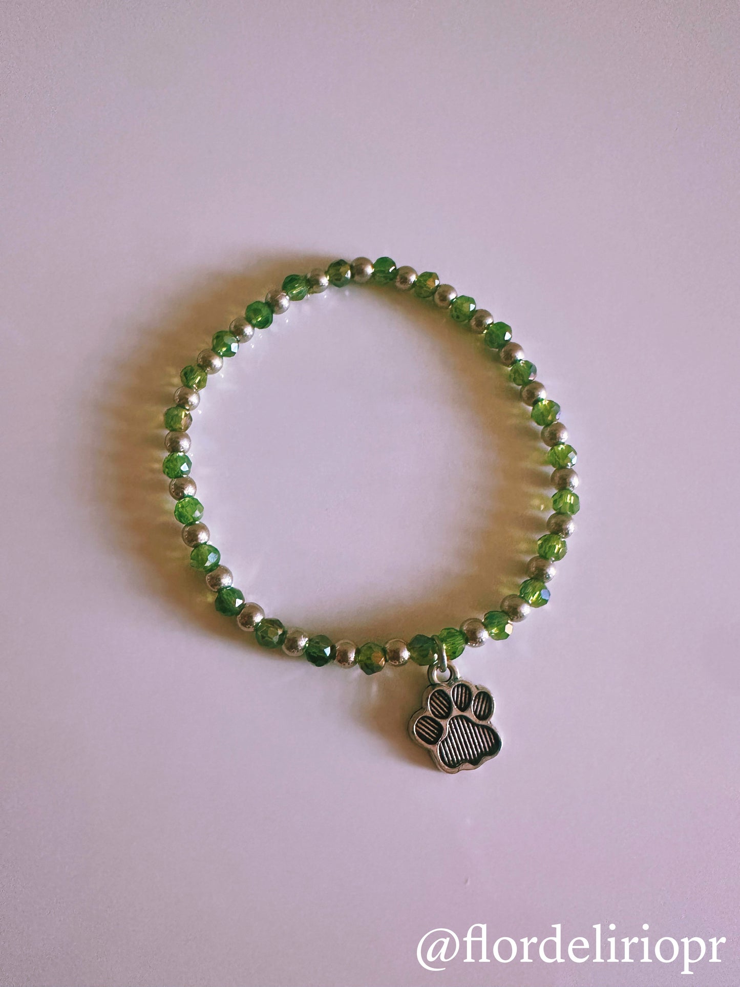 Silver paw crystals bracelet