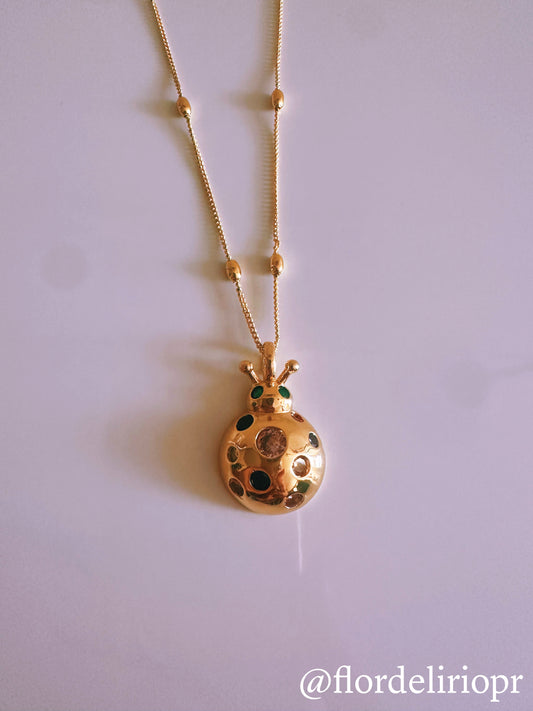 Gold lady bug necklace