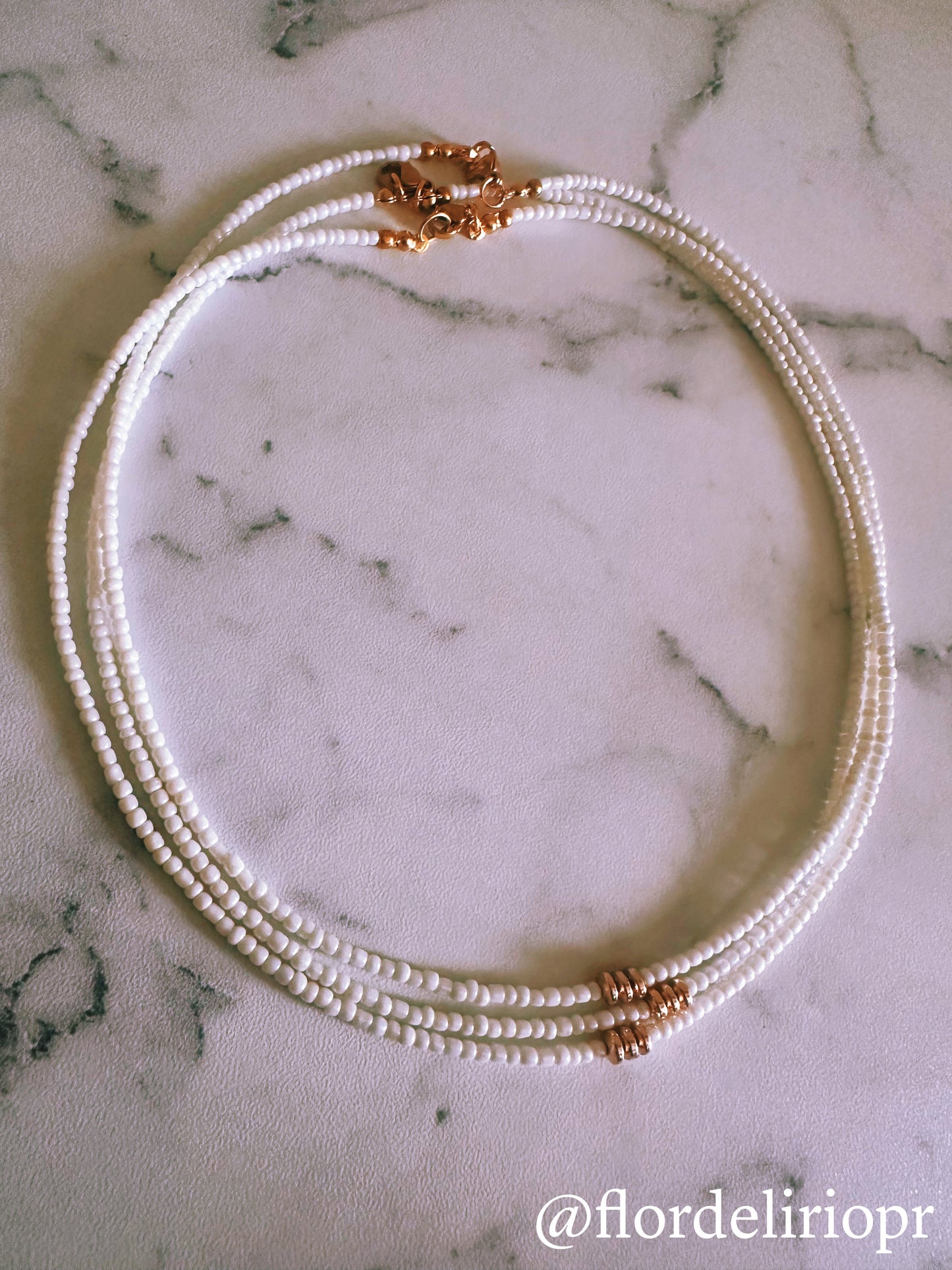 White seed beads choker