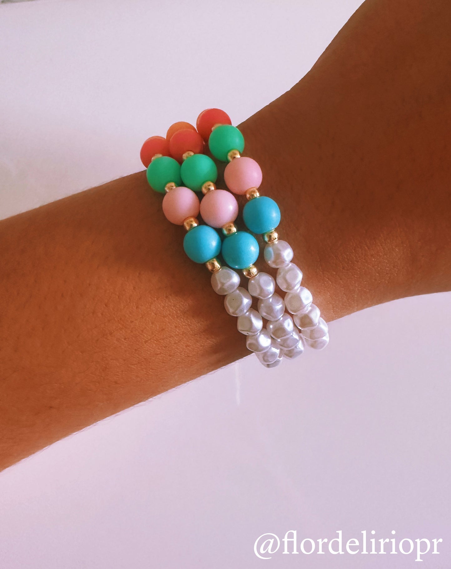 Candy dots pearls bracelet (set of 3)