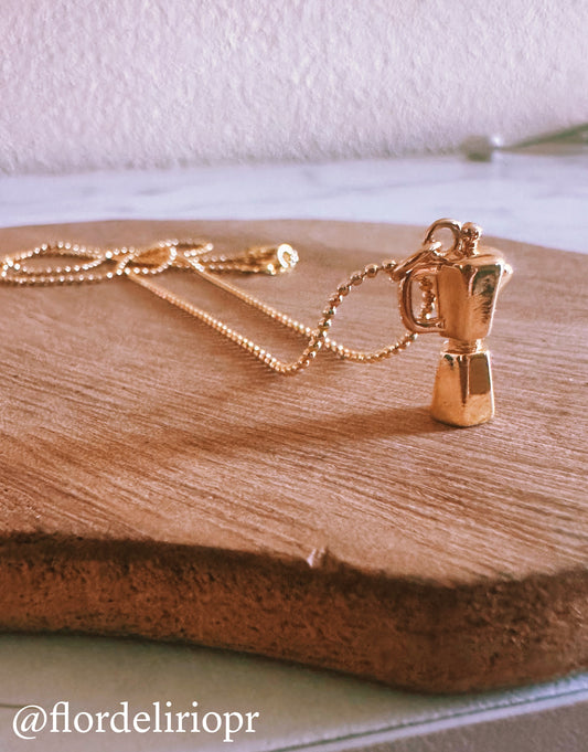 Gold greca coffee maker necklace