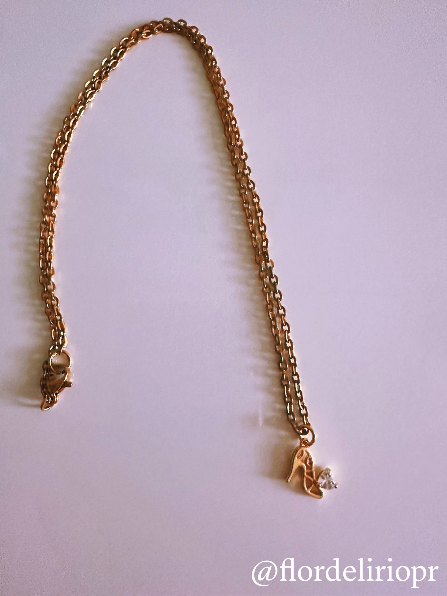 Diamond heel shoe necklace