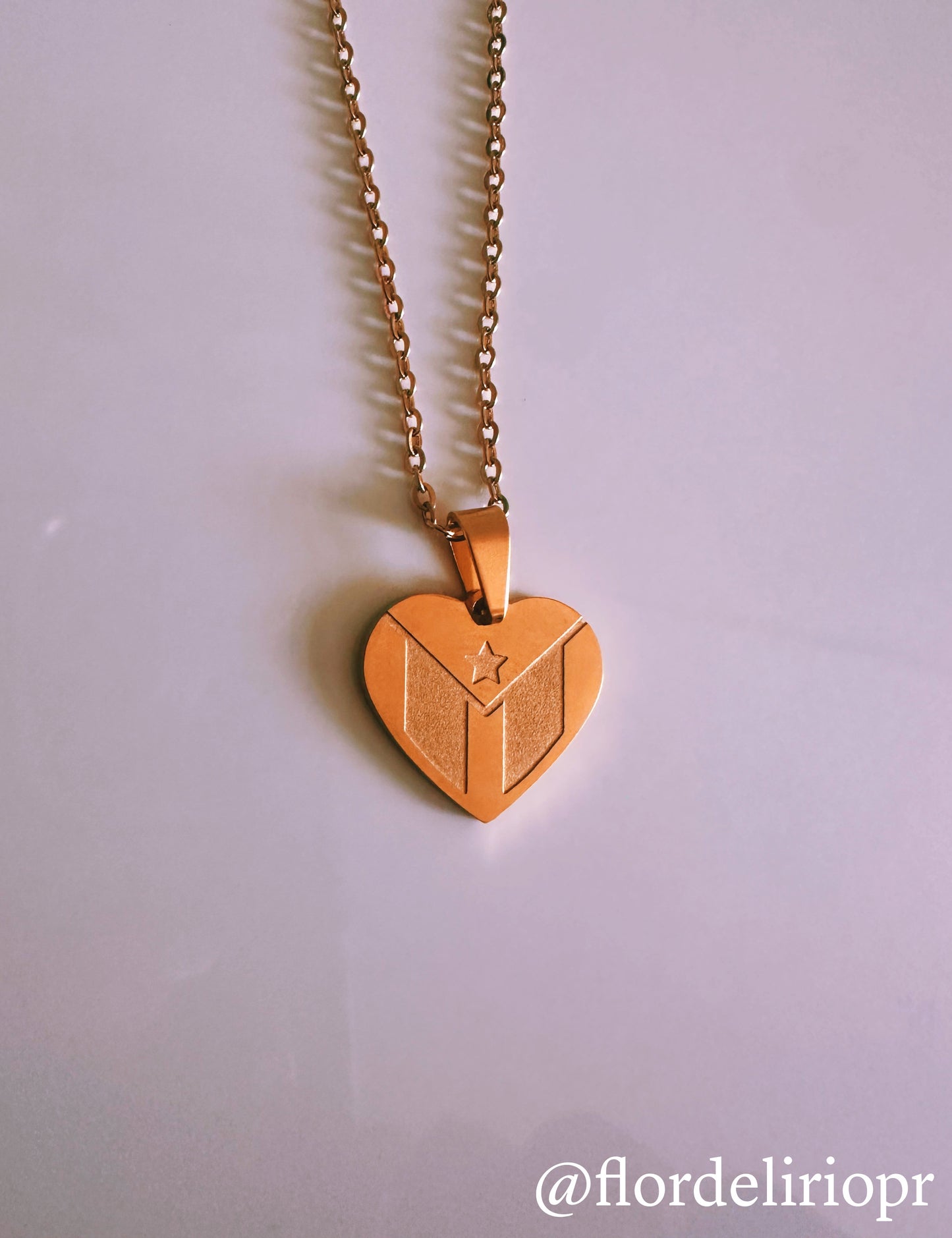 Puerto Rico heart flag necklace