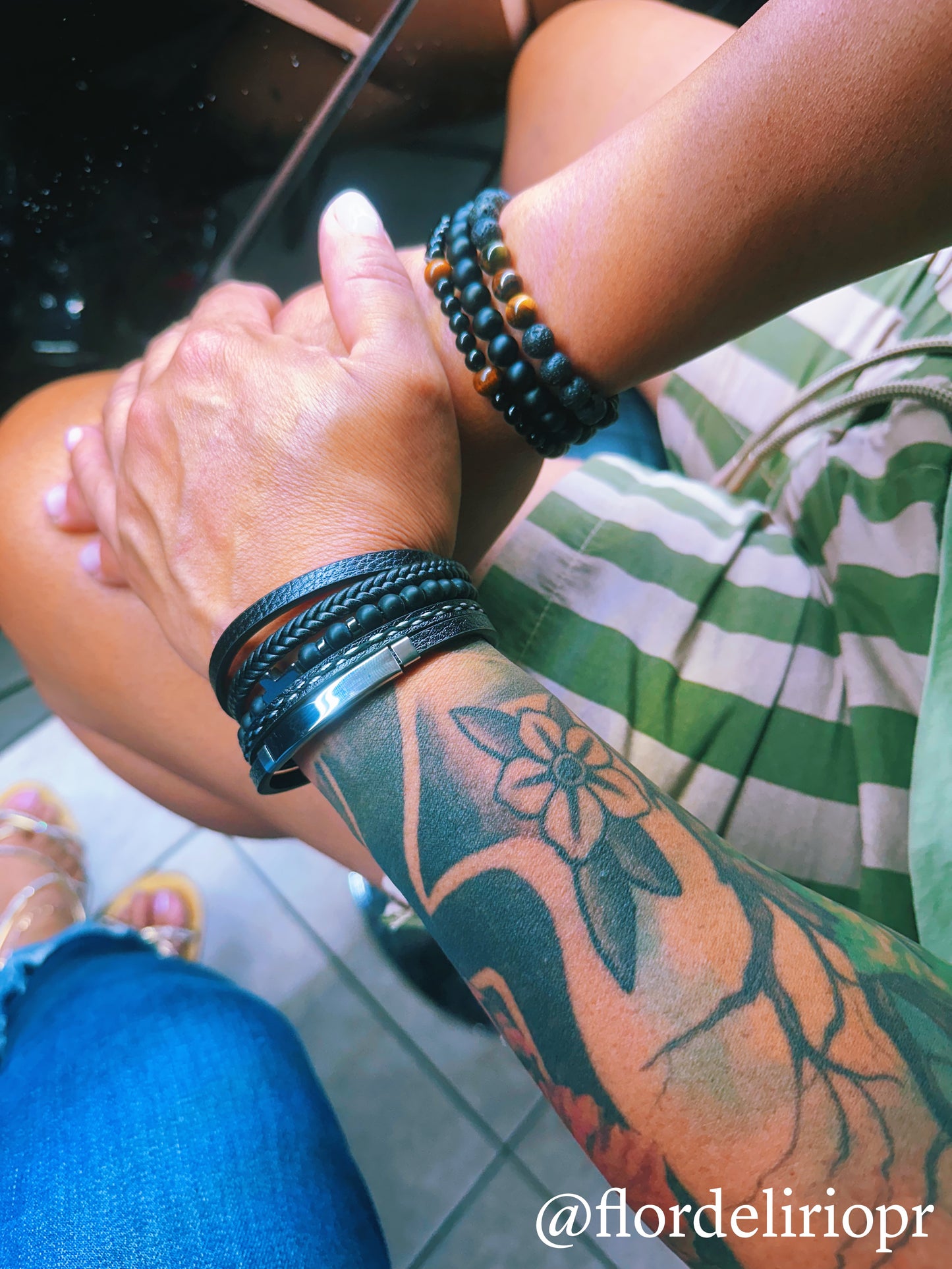 Silver and black bracelet