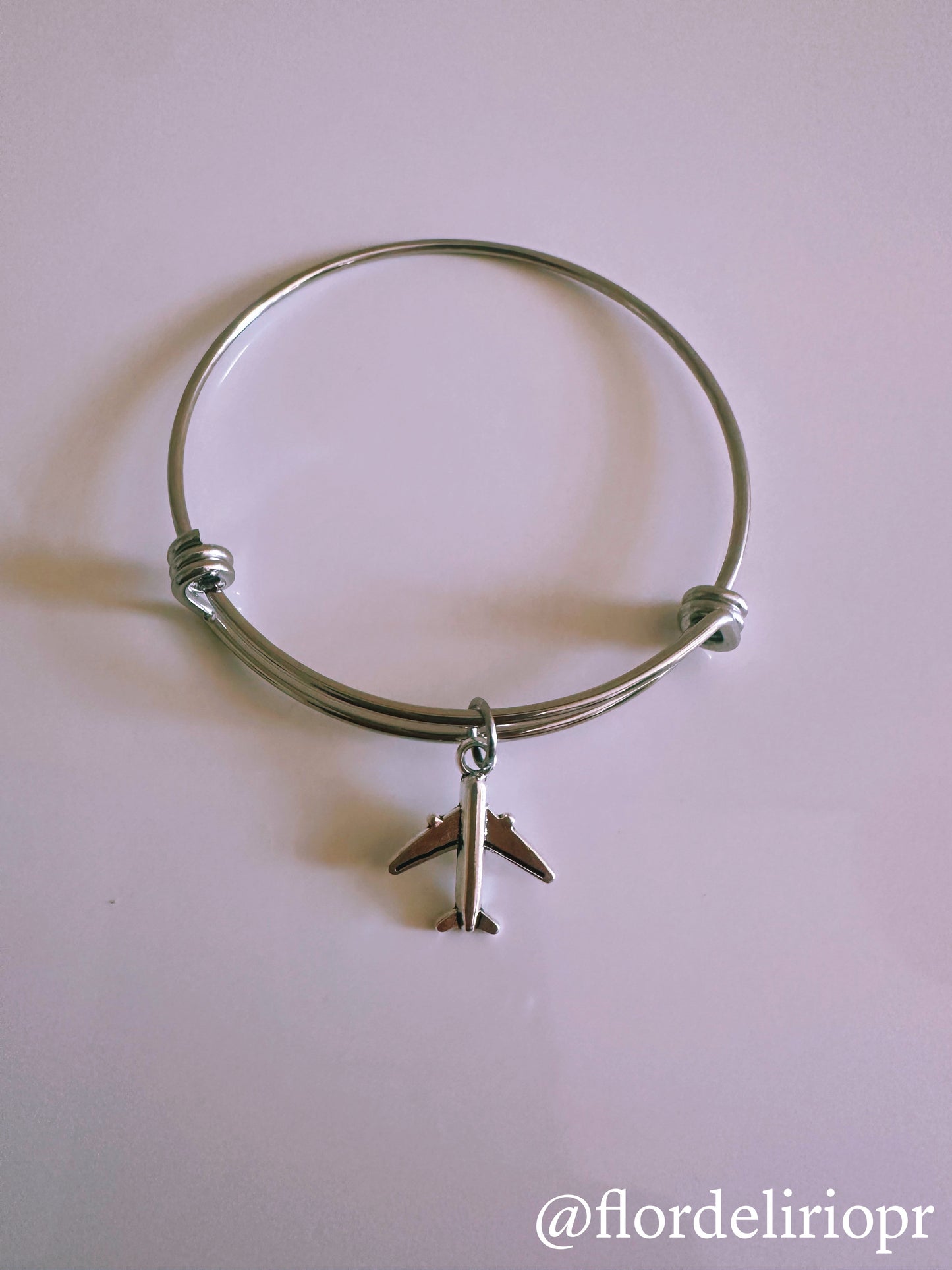 Airplane silver bangle