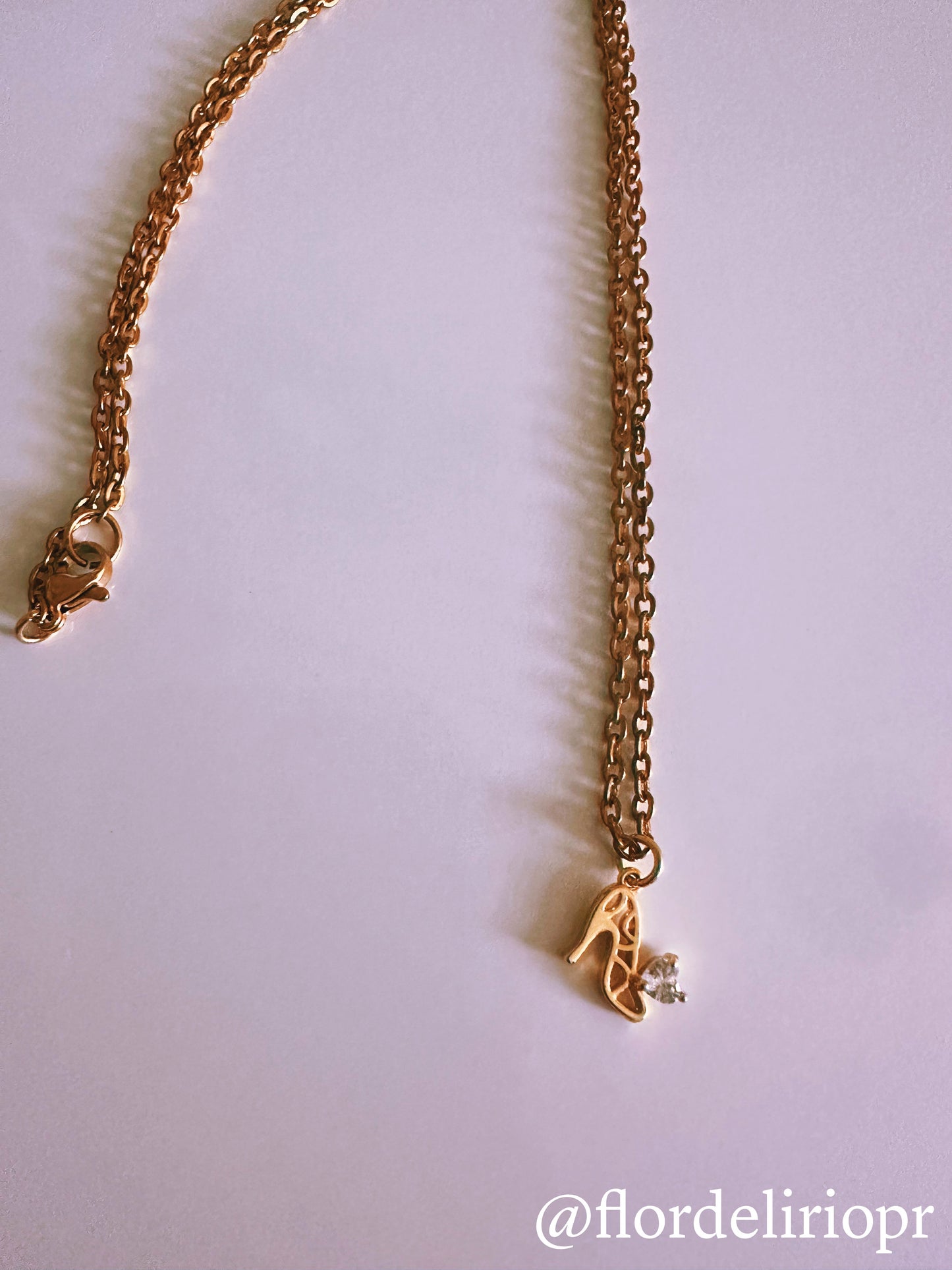 Diamond heel shoe necklace