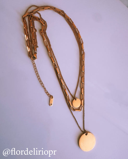 Double coin triple necklace