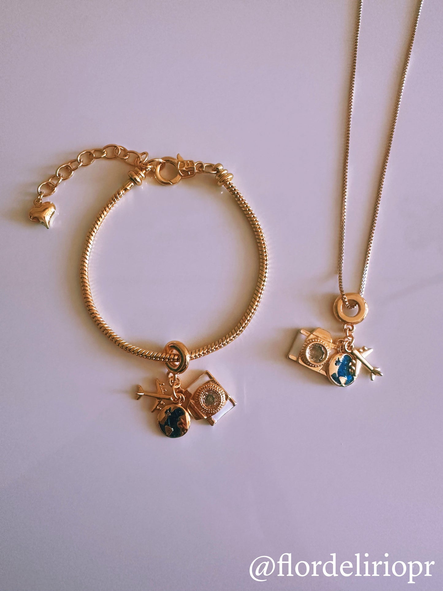 White camera travel lover necklace