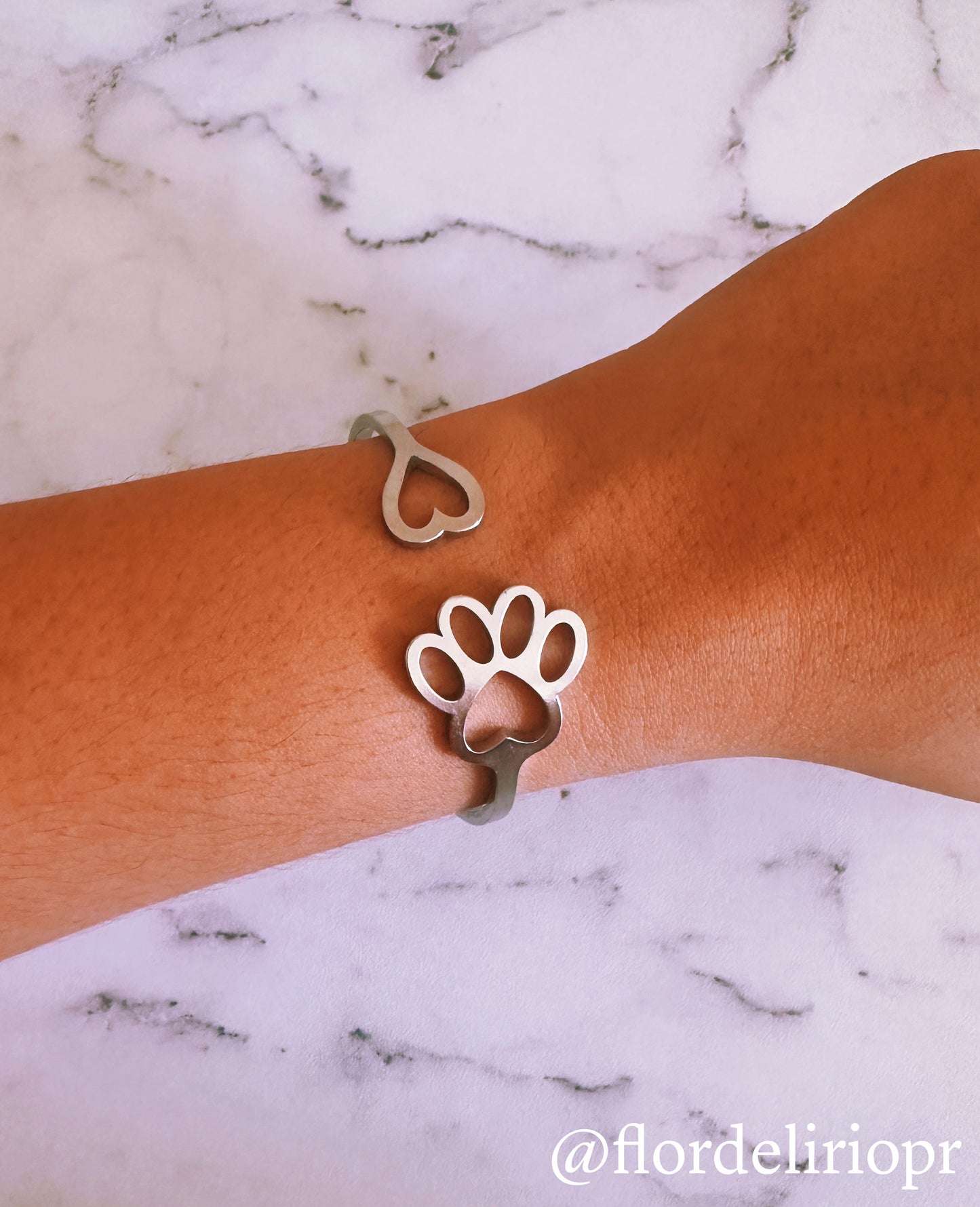 Paw and heart bangle
