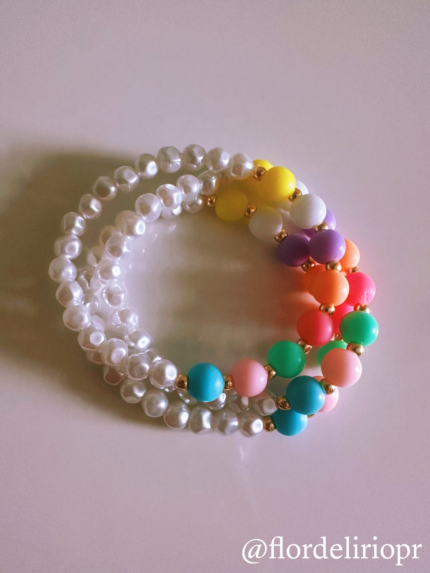 Candy dots pearls bracelet (set of 3)