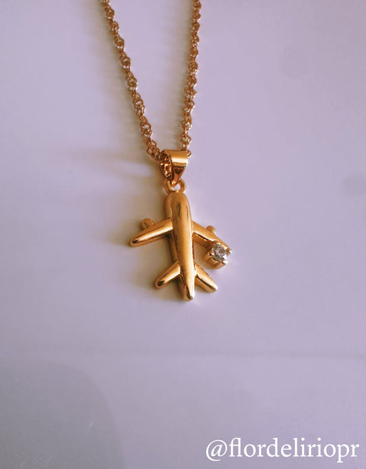 Gold plane necklace