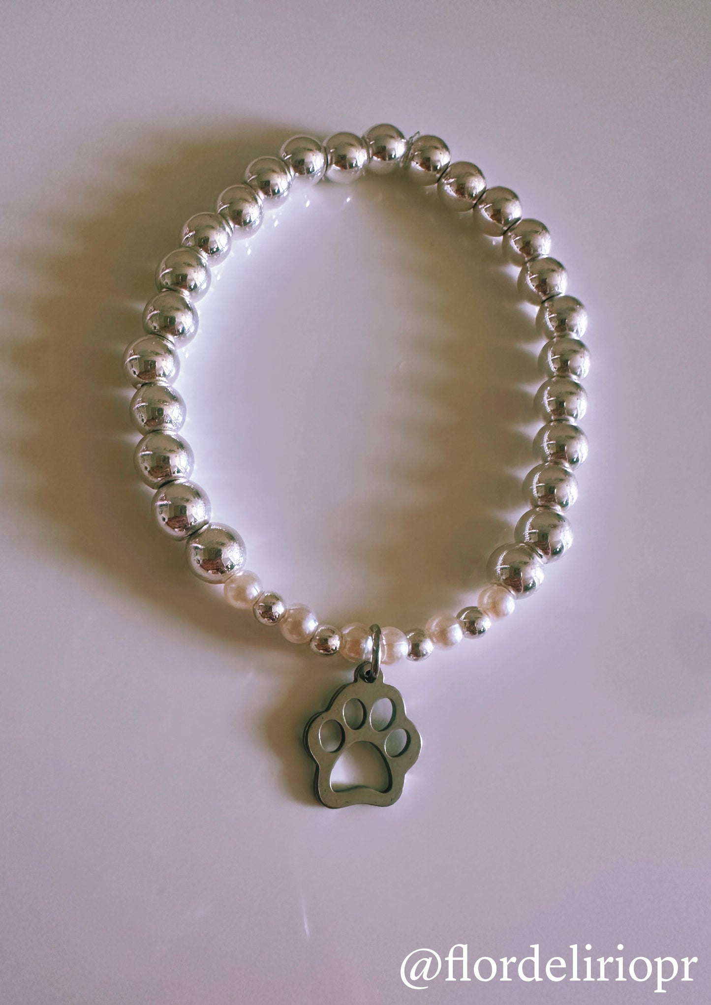 Paw charm silver bracelet