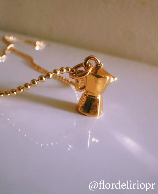Gold greca coffee maker necklace