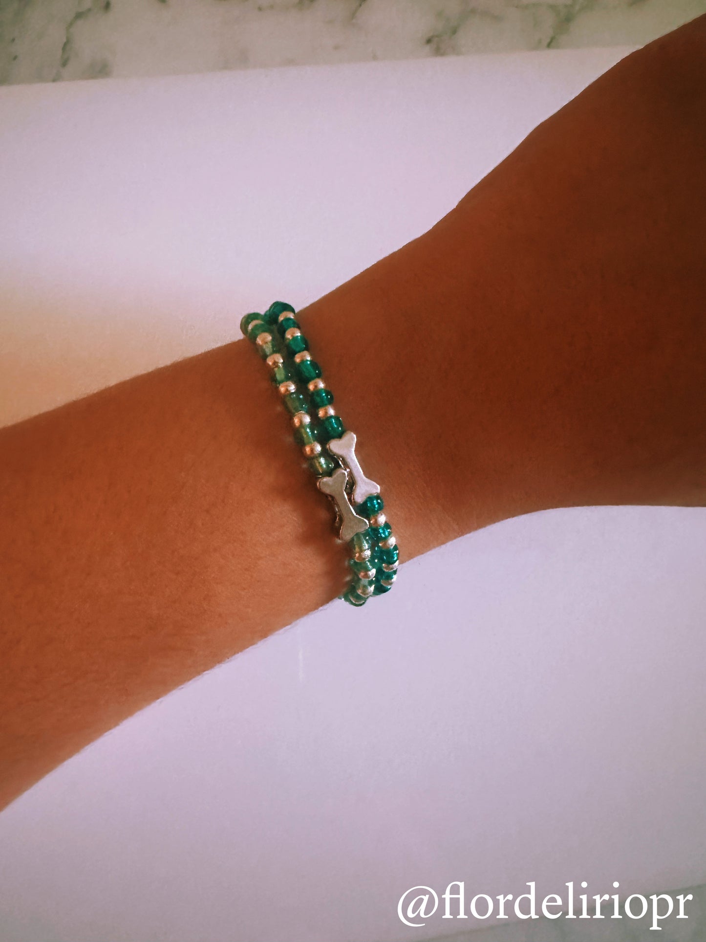 Silver dog bone bracelet