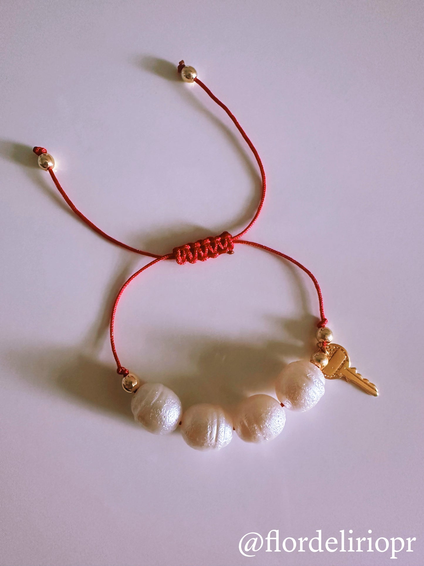 Pearls and key bracelet