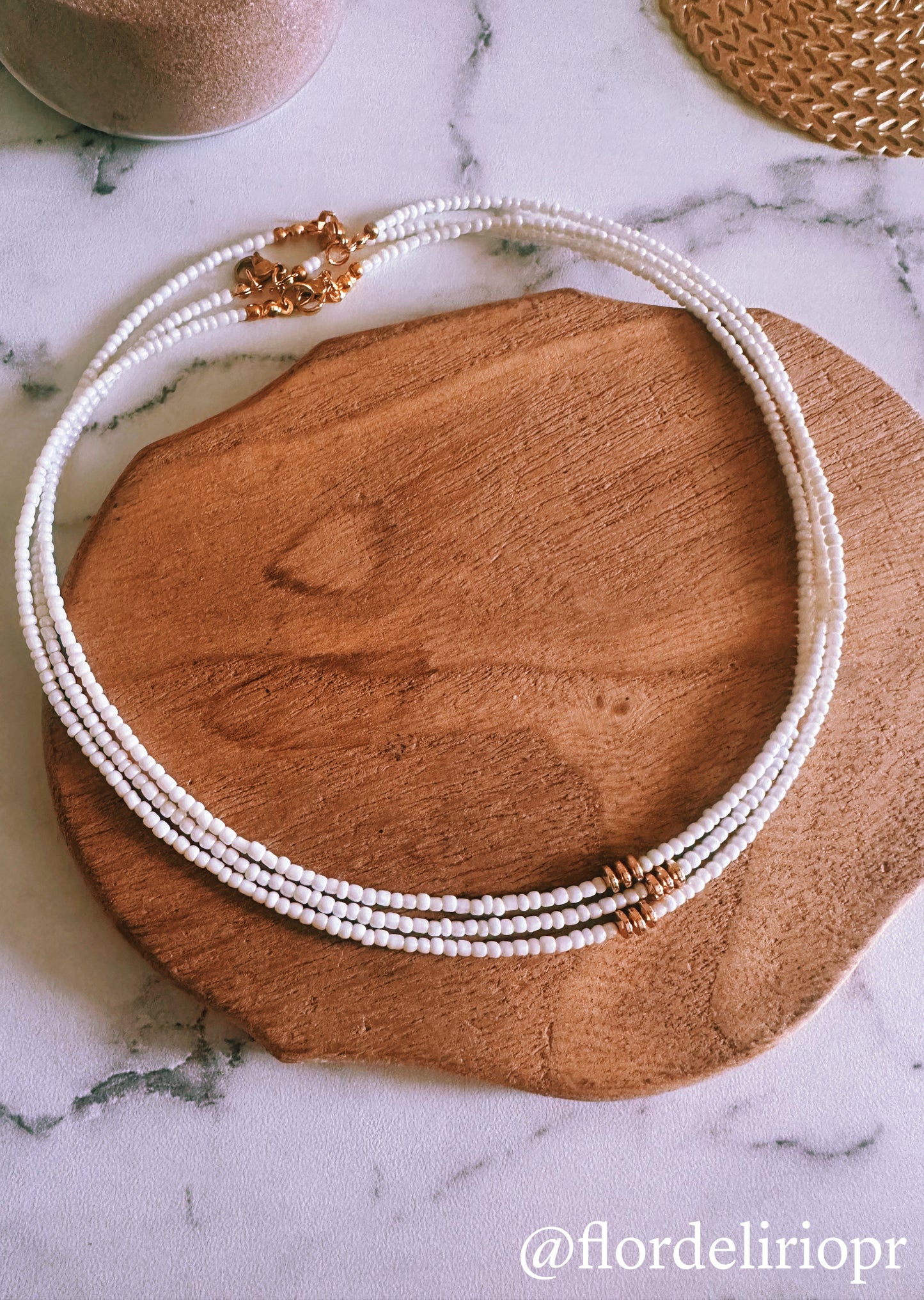 White seed beads choker
