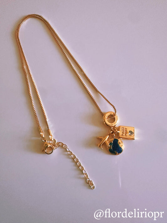 Blue world travel lover necklace