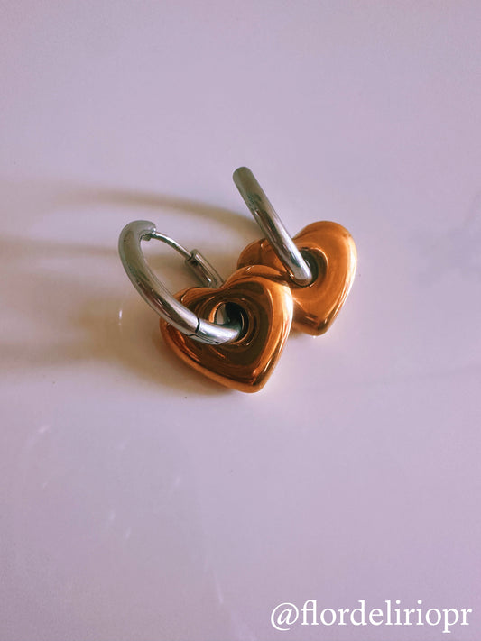 Two tones heart hoops
