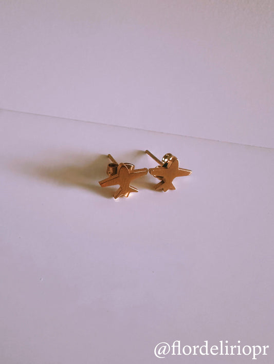 Gold airplane earrings