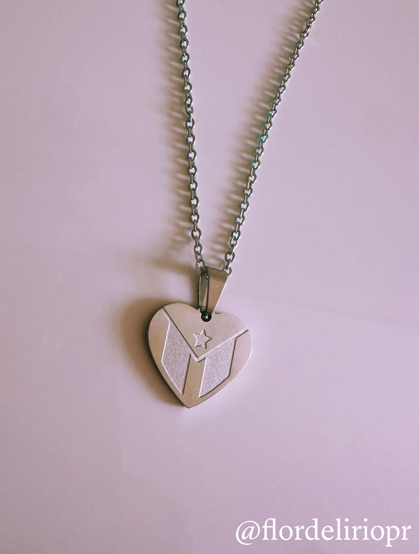 Puerto Rico heart flag necklace
